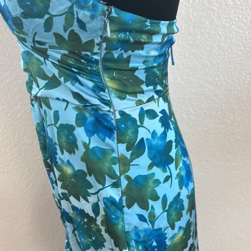 Amur $698 Edie Neck Tie Ruffle Blue Floral Maxi Dress - Picture 9 of 13